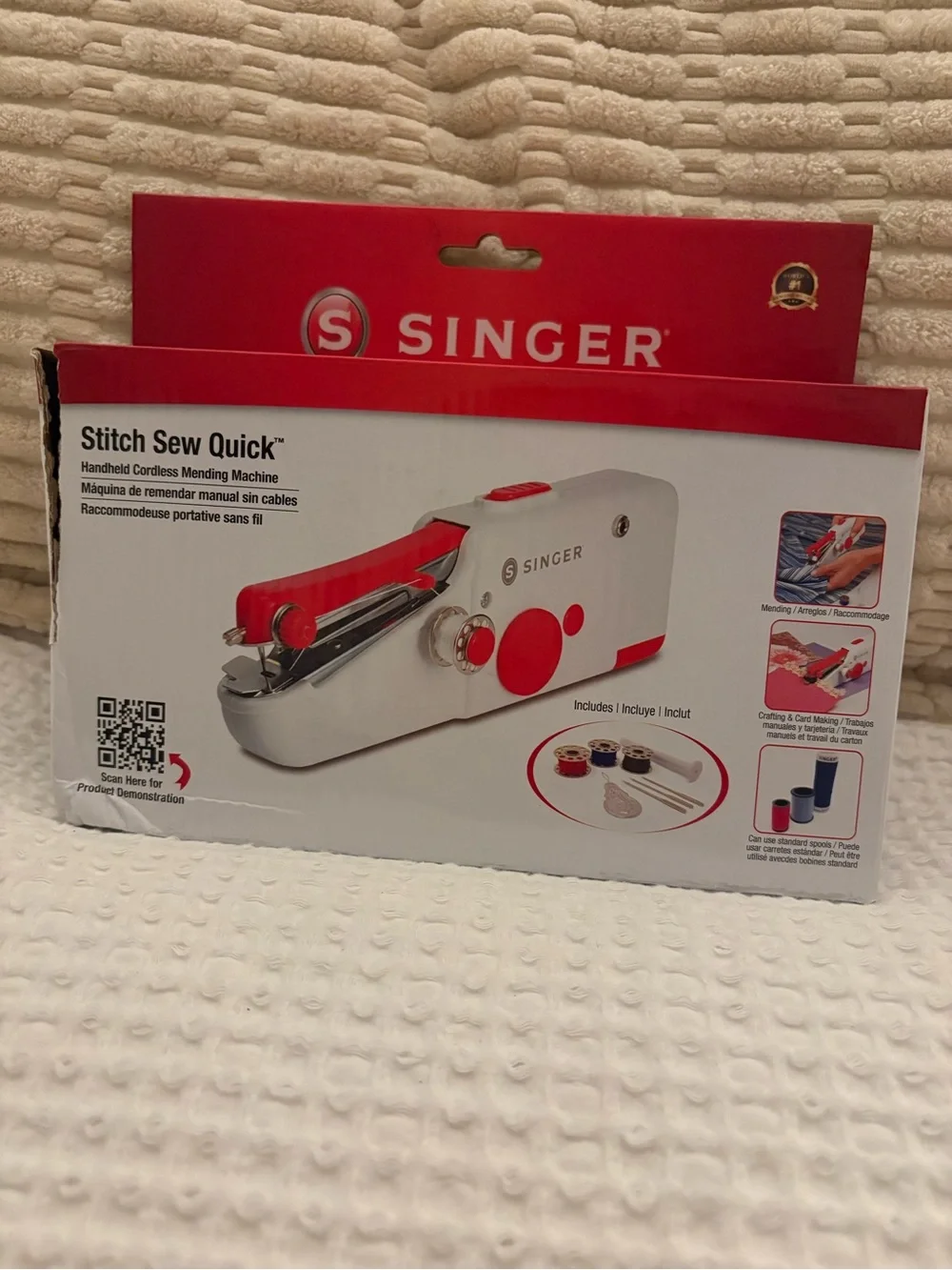 Singer Stitch Sew Quick Handheld Cordless Mending Machine - White & Red